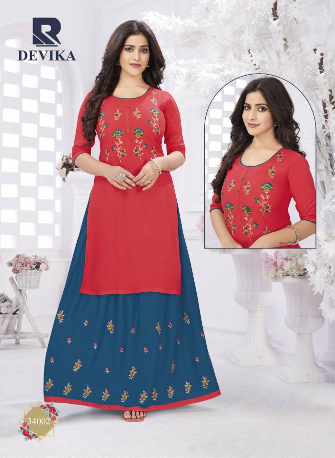 Raashi Devika Fancy Festive Wear Rayon Printed Top With Skirt Collection